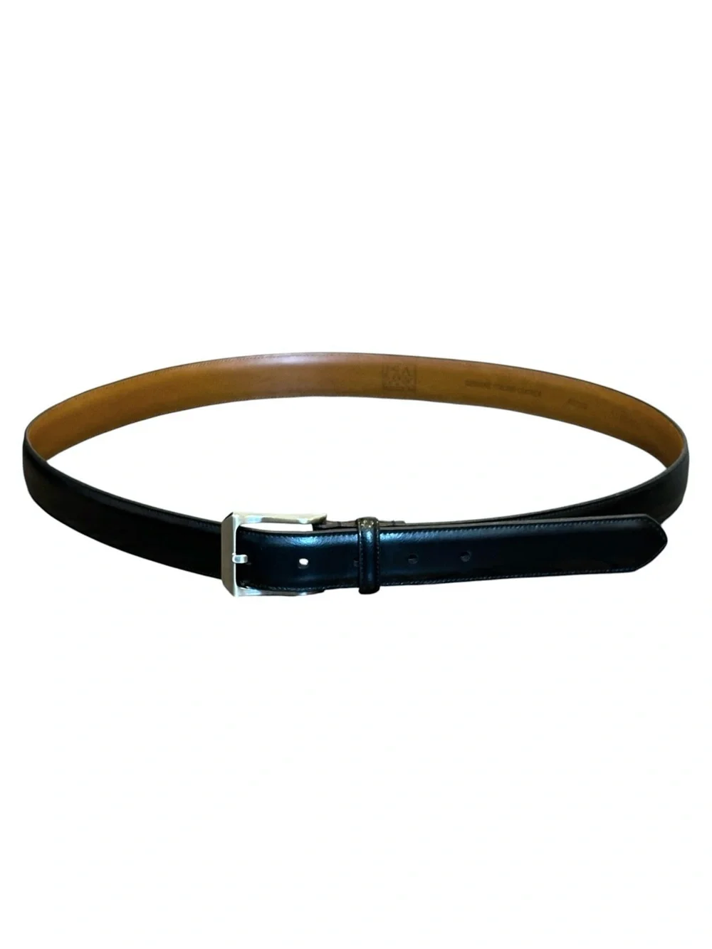 Jos A Bank Italian Leather 1.25” Dress Belt in Black Silver Buckle Men’s 40